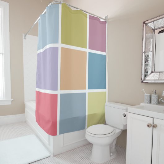 アンアーバーパステルチョークスクウェア シャワーカーテン (インサイチュ)
