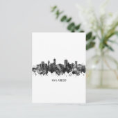 アンアーバーミシガンスカイラインBW インビテーションポストカード (スタンド正面)