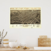 アンアーバーミシガン1880アンティークパノラママップ ポスター (キッチン)