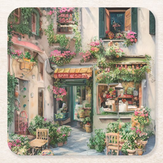 アンイタリアン通りシーンEphemeraデザインシリーズ24 スクエアペーパーコースター (正面)