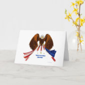 アンイーグルウェルカムホーム退役軍人愛国心 カード (黄色い花)