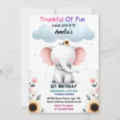 アンウッドホワイトエレファント誕生日第1誕生日 招待状 (正面)