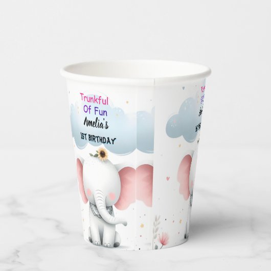 アンウッドホワイトエレファント誕生日第1誕生日 紙コップ (右)