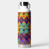 アンカラスタイルブライトカラフルパターン ウォーターボトル (正面)