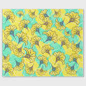 アンカラターコイズ及びイエローフローララッピング紙 ラッピングペーパー (フラット)