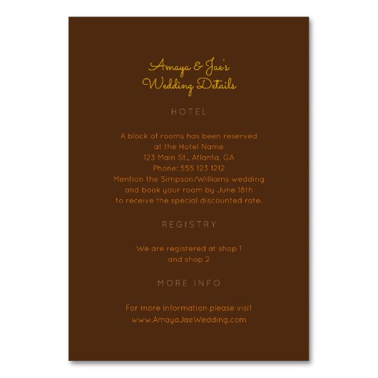 アンカラ結婚アフリカ詳細の両面インサートカード テーブルナンバー (正面)