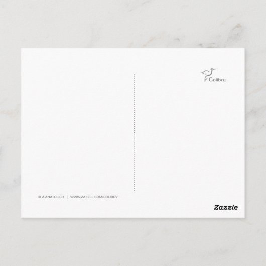 アンカレッジからの挨拶 – 水の色絵画の ポストカード (裏面)