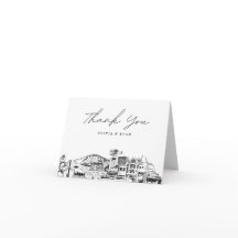 アンカレッジのスカイラインを描いた白紙の感謝カード