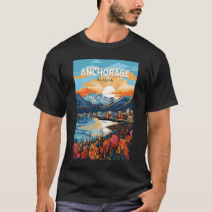 アンカレッジアラスカトラベルアートヴィンテージ Tシャツ