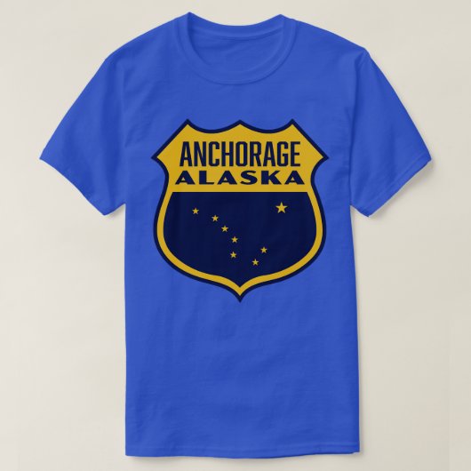 アンカレッジアラスカレトロシールドイエロー Tシャツ (デザイン正面)