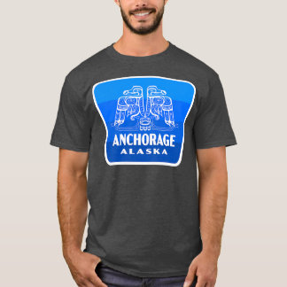 アンカレッジアラスカレトロバードバッジブルー Tシャツ