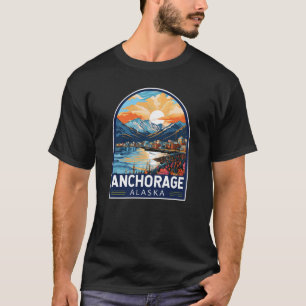 アンカレッジアラスカ旅行芸術エンブレム Tシャツ