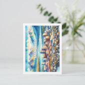 アンカレッジアラスカ有名な旅行の場所の水色 ポストカード (スタンド正面)