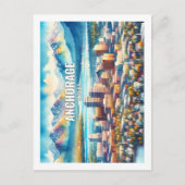 アンカレッジアラスカ有名な旅行の場所の水色 ポストカード (正面)