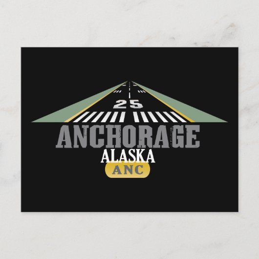 アンカレッジアラスカ – 空港滑走路 ポストカード (正面)