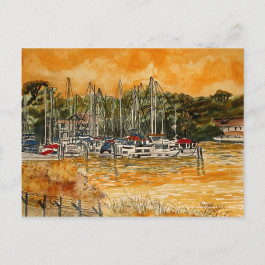 アンカレッジヨットベイスンマリーナメルボルンフロリダ ポストカード (正面)