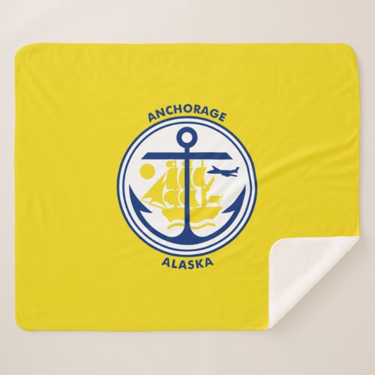 アンカレッジ市旗（アラスカ） シェルパブランケット (正面(横))