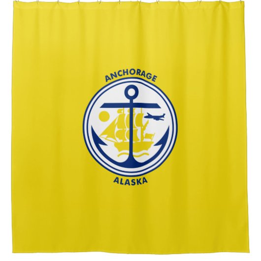 アンカレッジ市旗（アラスカ） シャワーカーテン (正面)