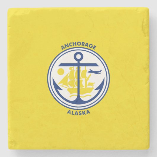 アンカレッジ市旗（アラスカ） ストーンコースター (正面)