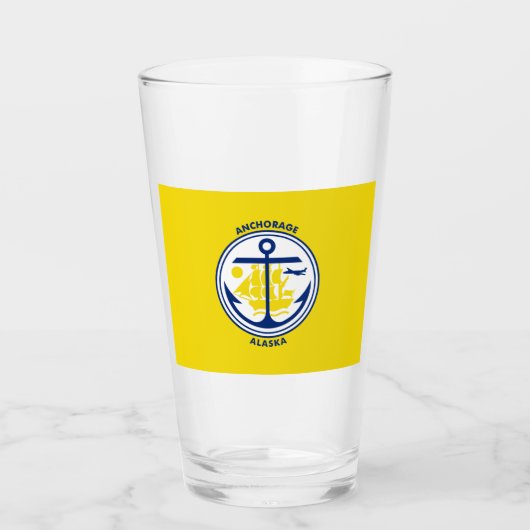 アンカレッジ市旗（アラスカ） タンブラーグラス (正面)