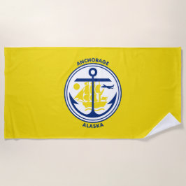 アンカレッジ市旗（アラスカ） ビーチタオル