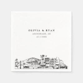アンカレッジ結婚のミニマル紙 スタンダードカクテルナプキン