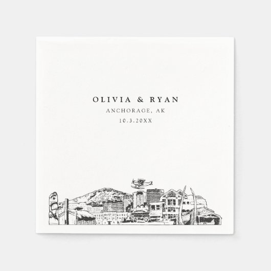 アンカレッジ結婚のミニマル紙 スタンダードカクテルナプキン (正面)