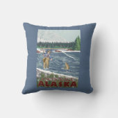 アンカレッジ、アラスカ-はえの漁師 クッション (裏面)