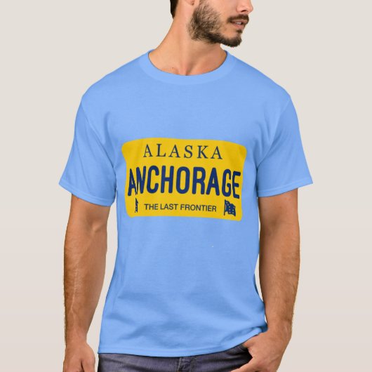 アンカレッジ アラスカ ナンバープレート 城市名 Tシャツ (正面)