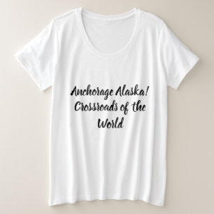 アンカレッジ アラスカ 世界の交差点 プラスサイズTシャツ