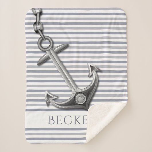 アンカーされたストライプ シェルパブランケット (正面)