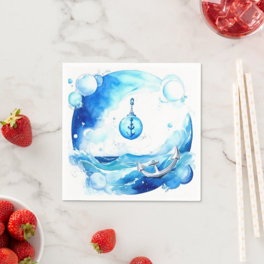 アンカーされた愛航海の男の子の赤ちゃんシャワー スタンダードカクテルナプキン (インサイチュ)