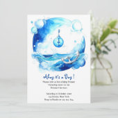 アンカーされた愛航海の男の子の赤ちゃんシャワー 招待状 (スタンド正面)