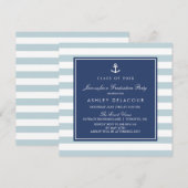 アンカーとストライプ | 水色ベビーシャワー 招待状 (正面/裏面)