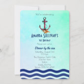 アンカーの海事をテーマにした誕生日招待状 招待状 (正面)
