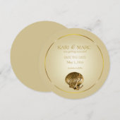 アンカーの貝殻 Save the Date | クリーム & ゴールド 招待状 (正面/裏面)