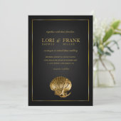 アンカーシ航海のー結婚セル|黒と金ゴールド 招待状 (スタンド正面)