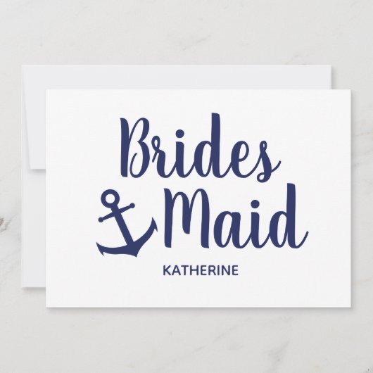 アンカー付きのネイビーブルーのウェディングパーティ 招待状 (正面)