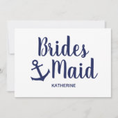 アンカー付きの海軍青のウェディングパーティドレス 招待状 (正面)