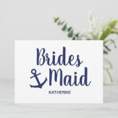 アンカー付きの海軍青のウェディングパーティドレス 招待状 (スタンド正面)