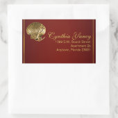 アンカー付きシーシェル航海の | burgundy 長方形シール (バッグ)