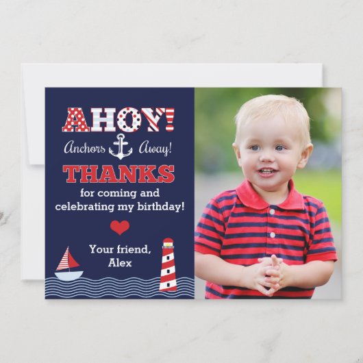 アンカー出航 海洋写真サンクスノート サンキューカード (正面)