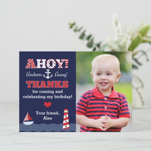 アンカー出航！ nautical写真サンクスノート サンキューカード (スタンド正面)