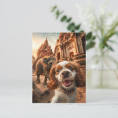 アンカー寺院でのキングチャールズコッカースパニエル シーズンポストカード (スタンド正面)
