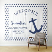 アンカー柄のドット・バチェロレッテパーティー・バックドロップ タペストリー (インサイチュ(横))