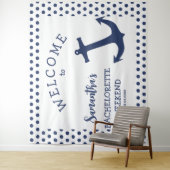 アンカー柄のドット・バチェロレッテパーティー・バックドロップ タペストリー (インサイチュ)