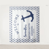 アンカー柄のドット・バチェロレッテパーティー・バックドロップ タペストリー (正面)