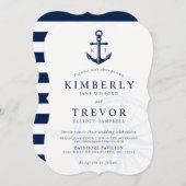 アンカー航海のされた愛の結婚式の招待 招待状 (正面/裏面)