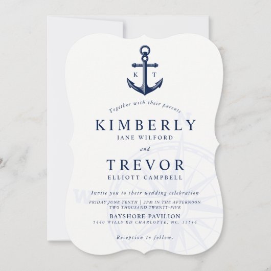 アンカー航海のされた愛の結婚式の招待 招待状 (正面)