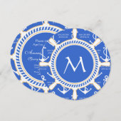 アンカー わい 帆船 テーマ 海岸 パターン 招待状 (正面/裏面)